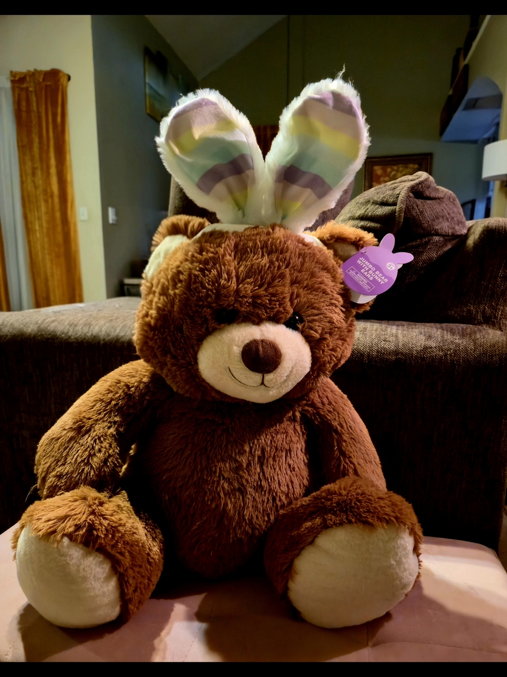 Jumbo XL Bear with Bunny Ears Plush 30" NEW